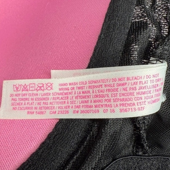 Victoria's Secret Pink Black Floral Lace Push Up Padded Bralette High Neck Large - Picture 9 of 9